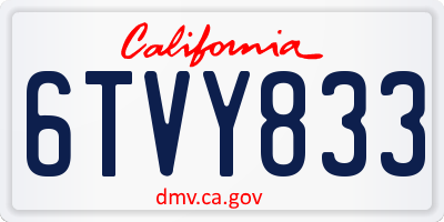 CA license plate 6TVY833