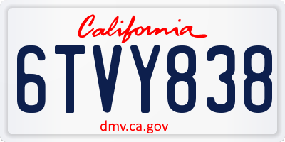 CA license plate 6TVY838