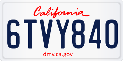 CA license plate 6TVY840