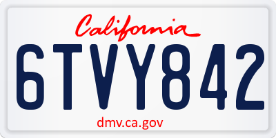 CA license plate 6TVY842