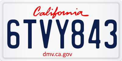 CA license plate 6TVY843