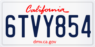 CA license plate 6TVY854