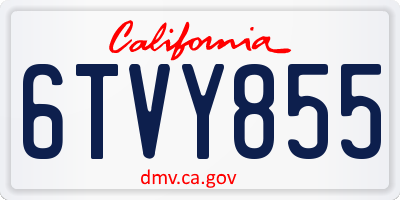 CA license plate 6TVY855