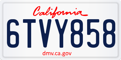 CA license plate 6TVY858