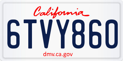 CA license plate 6TVY860