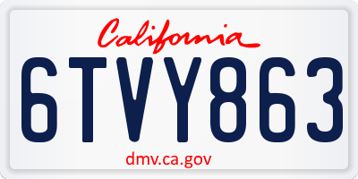 CA license plate 6TVY863