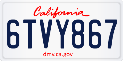 CA license plate 6TVY867