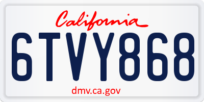 CA license plate 6TVY868