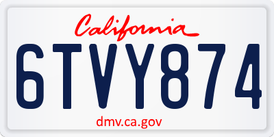 CA license plate 6TVY874