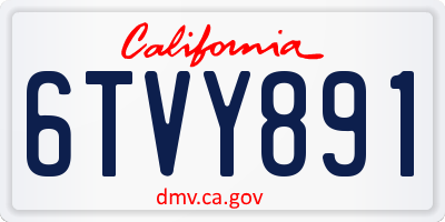 CA license plate 6TVY891