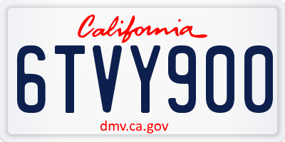 CA license plate 6TVY900
