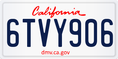 CA license plate 6TVY906