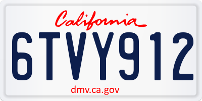 CA license plate 6TVY912