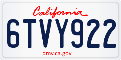 CA license plate 6TVY922