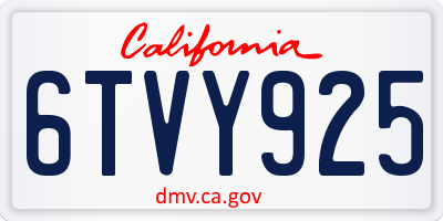 CA license plate 6TVY925