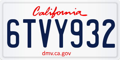 CA license plate 6TVY932
