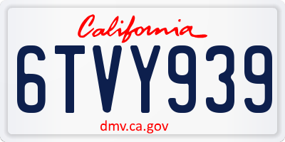 CA license plate 6TVY939