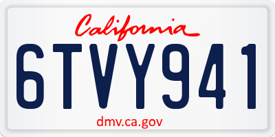 CA license plate 6TVY941