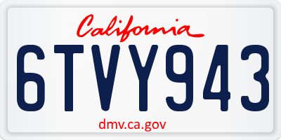 CA license plate 6TVY943