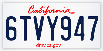 CA license plate 6TVY947