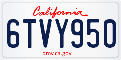 CA license plate 6TVY950