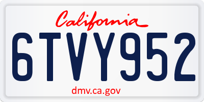 CA license plate 6TVY952