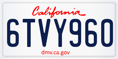 CA license plate 6TVY960