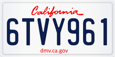 CA license plate 6TVY961