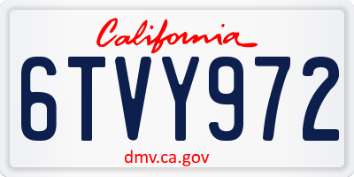 CA license plate 6TVY972