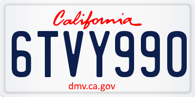 CA license plate 6TVY990