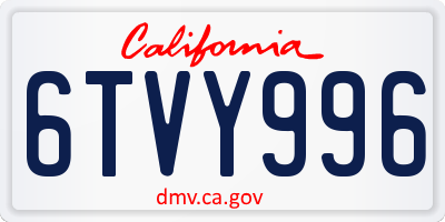 CA license plate 6TVY996