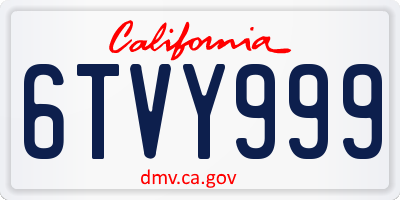 CA license plate 6TVY999