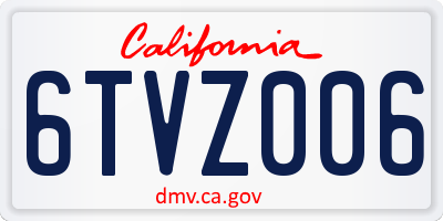CA license plate 6TVZ006