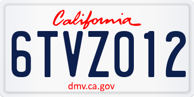 CA license plate 6TVZ012