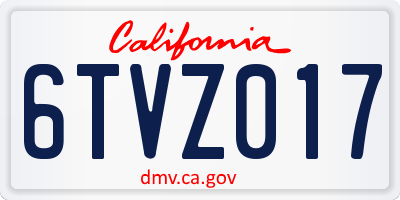 CA license plate 6TVZ017