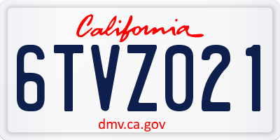CA license plate 6TVZ021