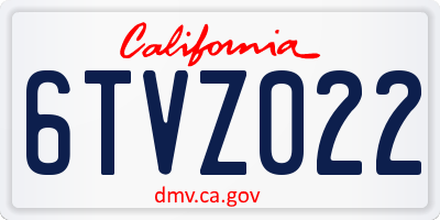 CA license plate 6TVZ022