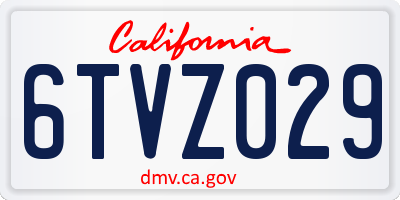 CA license plate 6TVZ029