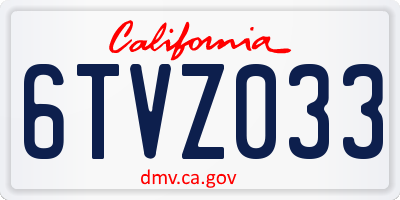 CA license plate 6TVZ033