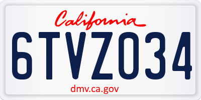 CA license plate 6TVZ034