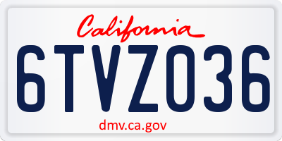 CA license plate 6TVZ036
