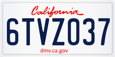 CA license plate 6TVZ037