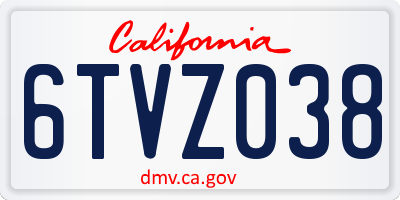 CA license plate 6TVZ038