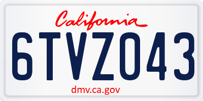 CA license plate 6TVZ043