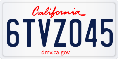 CA license plate 6TVZ045