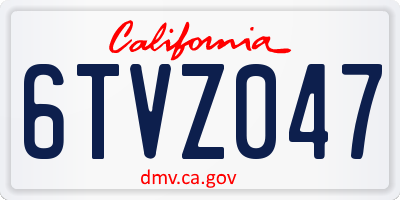 CA license plate 6TVZ047