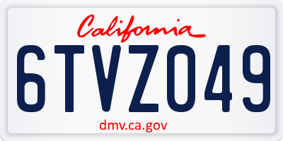 CA license plate 6TVZ049