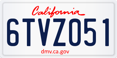 CA license plate 6TVZ051