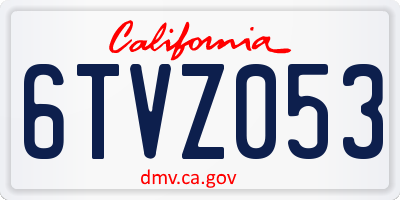 CA license plate 6TVZ053