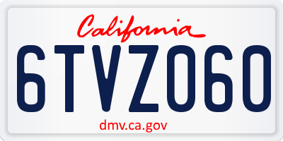 CA license plate 6TVZ060